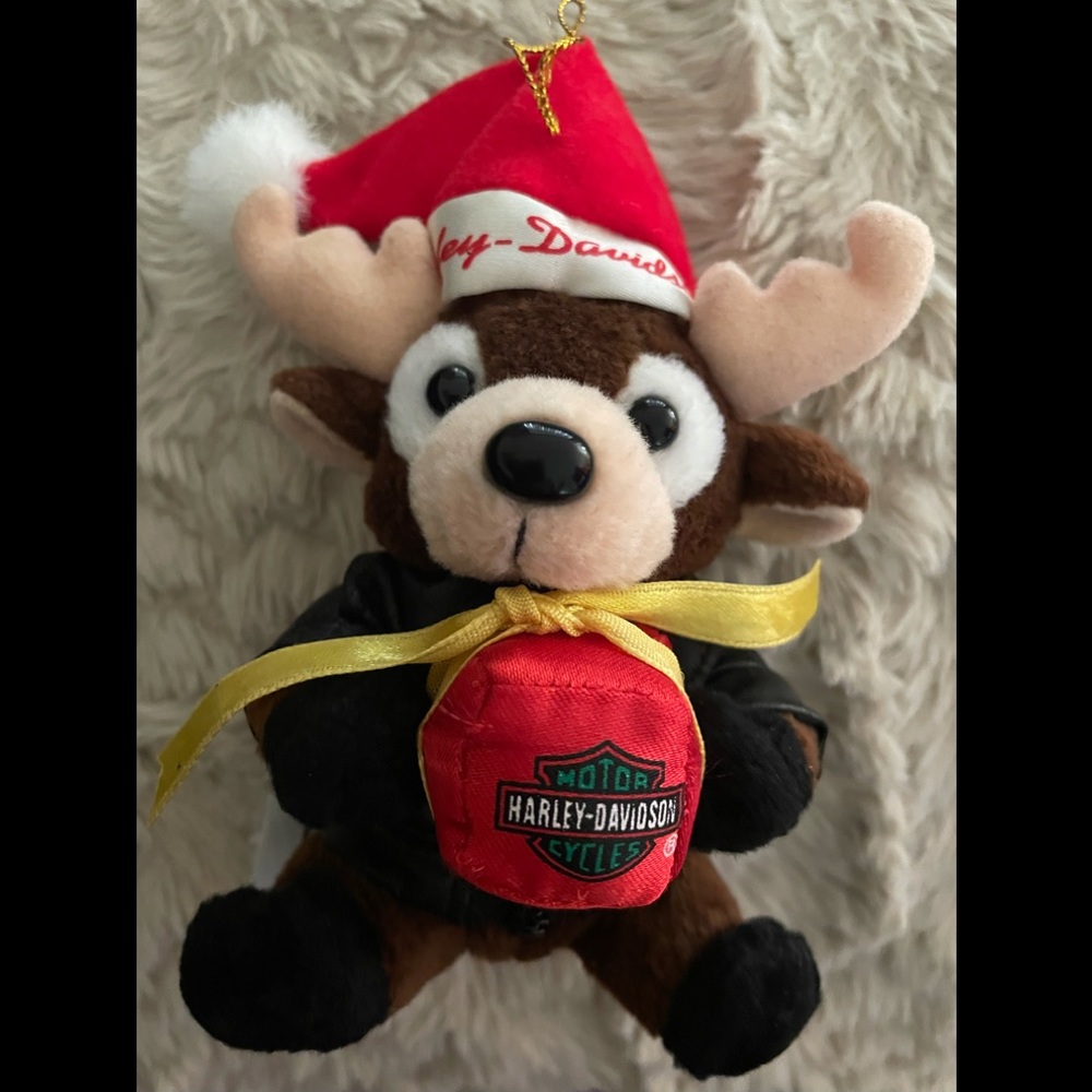 Rare 2000 Harley Davidson Plush Reindeer Ornament